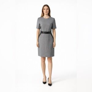 Judith and Charles- Barcelona, Leather Detail Houndstooth Dress